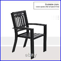 PHI VILLA 7 Piece Patio Dining Set Outdoor Table Chairs Set Stackable Chairs