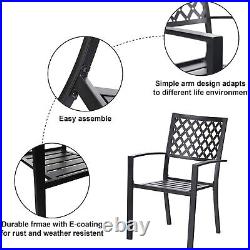 PHI VILLA 9 Piece Patio Dining Set Outdoor Table Chair Set Stackable Metal Chair