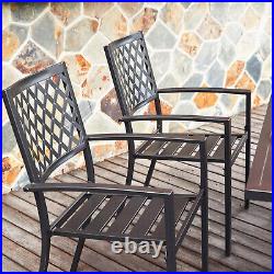 PHI VILLA 9 Piece Patio Dining Set Outdoor Table Chair Set Stackable Metal Chair