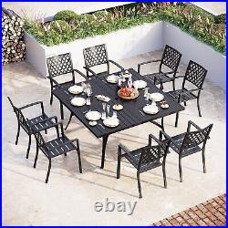 PHI VILLA 9 Piece Patio Dining Set Outdoor Table Chairs Set Metal Stackable