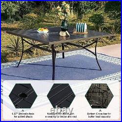 PHI VILLA 9 Piece Patio Dining Set Outdoor Table Chairs Set Metal Stackable
