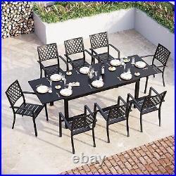 PHI VILLA 9 Piece Patio Furniture Set Expandable Outdoor Dining Table Chair Set
