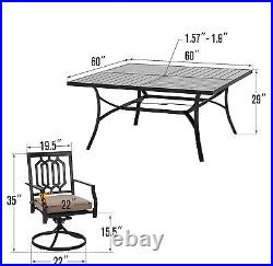 PHI VILLA 9 Piece Patio Furniture Set Outdoor Dining Table Swivel Chairs Sets