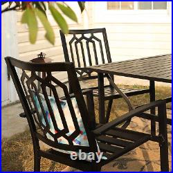 PHI VILLA 9 Piece Patio Table Set Outdoor Dining Table Chairs Set Metal Square