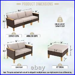 PHI VILLA 9-seat Outdoor Patio Conversation Set Curved Rattan Sectional Sofa Set