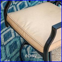 PHI VILLA Dining Set 29.13x59.84 Metal Square+Table+Swivel Chair+Beige Cushions