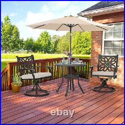 PHI VILLA Outdoor Bar Set of 3 Swivel Patio Dining Chairs with Cushion Bar Table