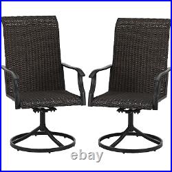 PHI VILLA Outdoor Dining Chairs Set of 2 Rattan Swivel Patio Chairs High Back