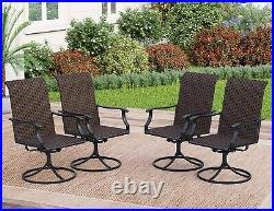 PHI VILLA Outdoor Dining Chairs Set of 2 Rattan Swivel Patio Chairs High Back