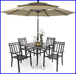 PHI VILLA Outdoor Dining Set Patio Table Chairs Set with Umbrella Garden Furniture