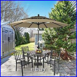 PHI VILLA Outdoor Dining Set Patio Table Chairs Set with Umbrella Garden Furniture