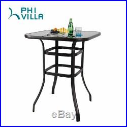 PHI VILLA Outdoor Patio Textilene Swivel Bar Stools High Bistro Table Set of 3