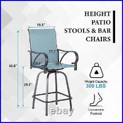 PHI VILLA Patio Bar Stools Set of 2 Swivel Barstools High Back Bar Height Chairs