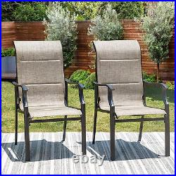 PHI VILLA Patio Chair Set of 2 Outdoor Dining Chairs High Back Armchairs Garden