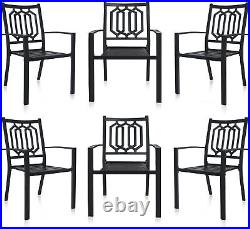 PHI VILLA Patio Chair Set of 6 Outdoor Dining Chairs Stackable Metal Armchair