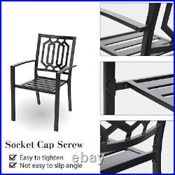 PHI VILLA Patio Chair Set of 6 Outdoor Dining Chairs Stackable Metal Armchair