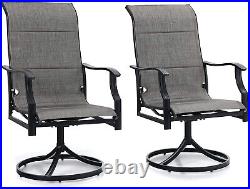 PHI VILLA Patio Chairs Set of 2 Swivel Outdoor Dining Chairs High Back Armchair