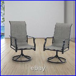 PHI VILLA Patio Chairs Set of 2 Swivel Outdoor Dining Chairs High Back Armchair