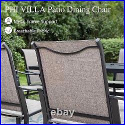 PHI VILLA Patio Chairs Set of 6 Outdoor Dining Chair Textilene Armchairs Brown