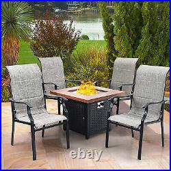 PHI VILLA Patio Dining Chair Set of 2 Metal Outdoor Chairs Backyard Armchairs