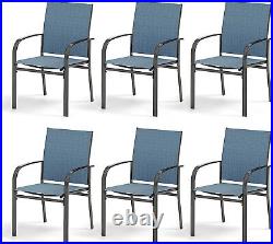 PHI VILLA Patio Dining Chairs Set of 6 Outdoor Armchairs Heavy Duty Chairs