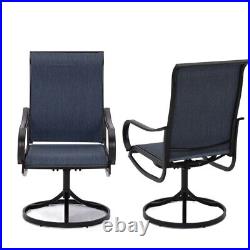 PHI VILLA Patio Dining Chairs Textilene Outdoor High Back Swivel Rocker Set