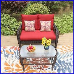 PHI VILLA Patio Outdoor Conversation Sofa Sets 6 Seat Rattan Chair with Cushion
