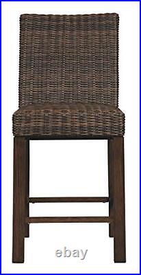 Paradise Trail Outdoor 27.5 Wicker Patio Barstool, 2 Count, Brown Bar Stools