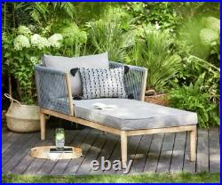 Pascal Chaise Rattan Effect Sun Lounger, Day Bed Garden Sofa Patio Padded Wood