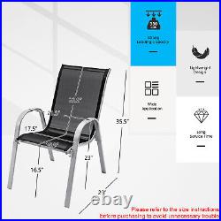 Patijoy Set of 4 Patio Dining Chairs Stackable Armrest Space Saving Garden Black