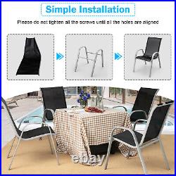 Patijoy Set of 4 Patio Dining Chairs Stackable Armrest Space Saving Garden Black