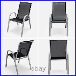 Patijoy Set of 4 Patio Dining Chairs Stackable Armrest Space Saving Garden Black