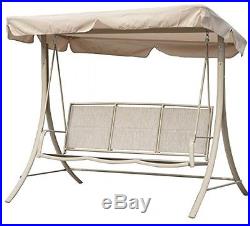 PatioPost Outdoor Porch Swing Canopy Sling Chair 3 Seats with Steel Frame Patio