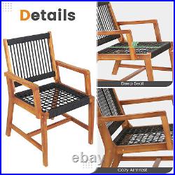 Patio 3pcs Acacia Wood Outdoor Furniture Bistro Set All-Weather Rope Woven