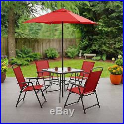 Patio 6 Piece Dining Set Outdoor Furniture Folding Table Chairs Umbrella Garden