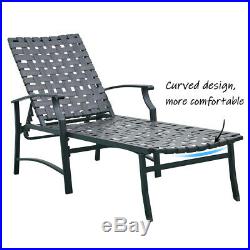 Patio Adjustable Outdoor Recliner Strap Chaise Reclining Lounge Beach Chair New