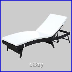 Patio Adjustable Rattan Wicker Chaise Lounge Chair Cushioned Outdoor Furniture