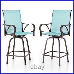 Patio Bar Stools Set of 2 Outdoor Bar Height Swivel Barstool for Garden Lawn