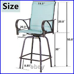 Patio Bar Stools Set of 2 Outdoor Bar Height Swivel Barstool for Garden Lawn