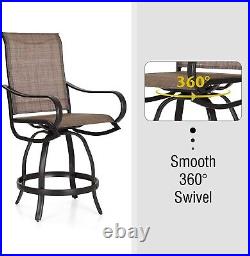 Patio Bar Stools Set of 2 Swivel Counter Height Barstools Outdoor Bar Chairs