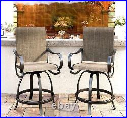 Patio Bar Stools Set of 2 Swivel Counter Height Barstools Outdoor Bar Chairs