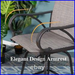 Patio Bar Stools Set of 2 Swivel Outdoor Barstool Bar Height Chairs Gray