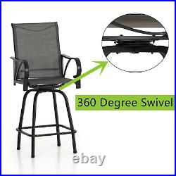 Patio Bar Stools Set of 2 Swivel Outdoor Barstool Bar Height Chairs Gray