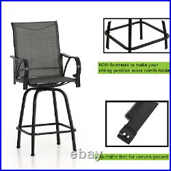 Patio Bar Stools Set of 2 Swivel Outdoor Barstool Bar Height Chairs Gray