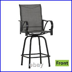 Patio Bar Stools Set of 2 Swivel Outdoor Barstool Bar Height Chairs Gray