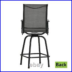 Patio Bar Stools Set of 2 Swivel Outdoor Barstool Bar Height Chairs Gray