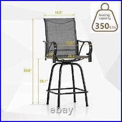 Patio Bar Stools Set of 2 Swivel Outdoor Barstool Bar Height Chairs Gray