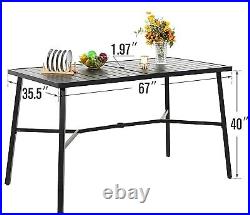 Patio Bar Table 40'' Bar Height Table Outdoor Dining Table with Umbrella Hole