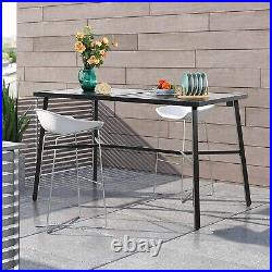 Patio Bar Table 40'' Bar Height Table Outdoor Dining Table with Umbrella Hole