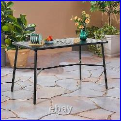 Patio Bar Table 40'' Bar Height Table Outdoor Dining Table with Umbrella Hole